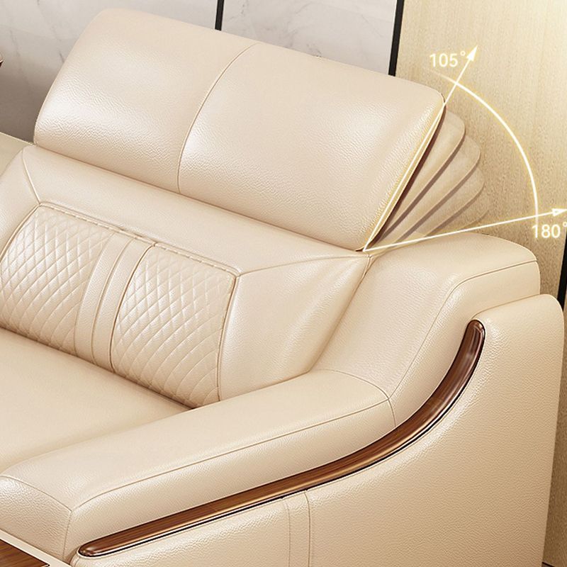 Contemporary Genuine Leather Stain-Resistant Sloped Arms Sofa & Chaise