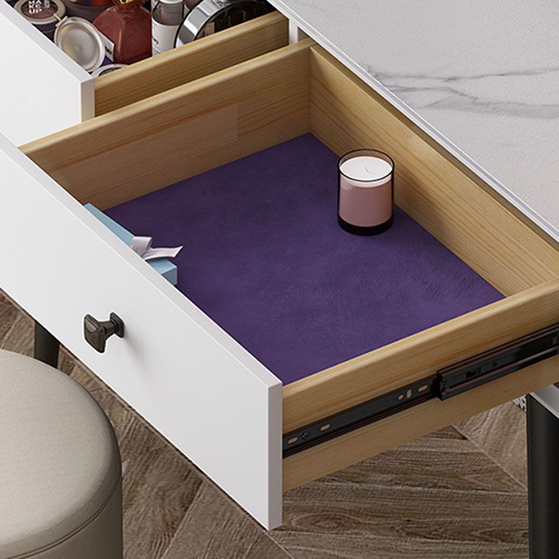 Vanity Stone Makeup Dressing Table Stool Set with Drawer - 31.5" H