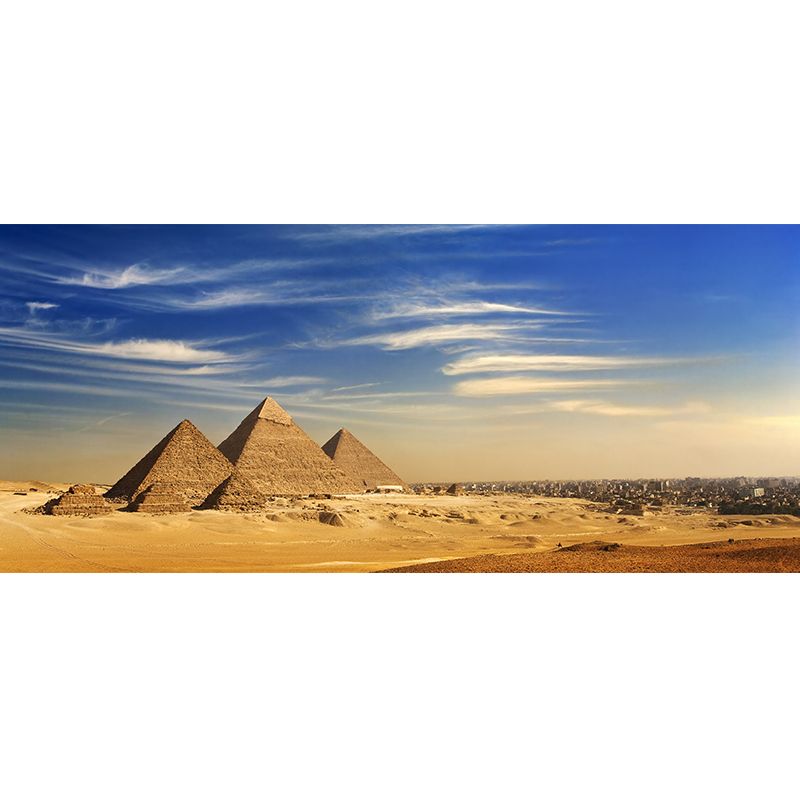 Décoration murale lavable de couleur Pastel, paysage pyramidal d'inspiration mondiale, décoration murale lavable pour l'intérieur de la maison