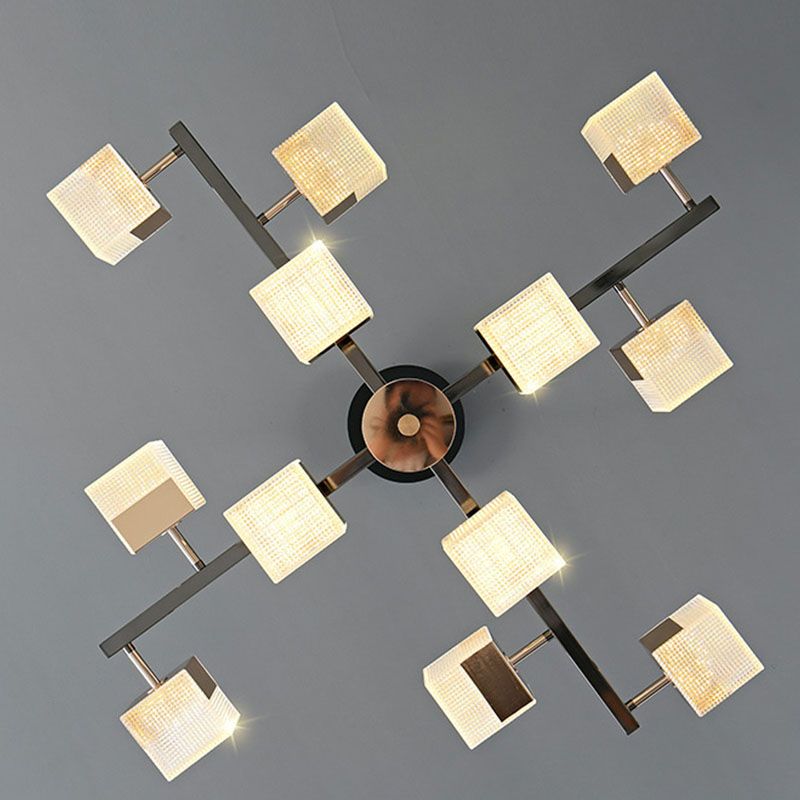 Postmoderne Metallkronleuchter leichte quadratische Form Anhänger Beleuchtung für Wohnzimmer