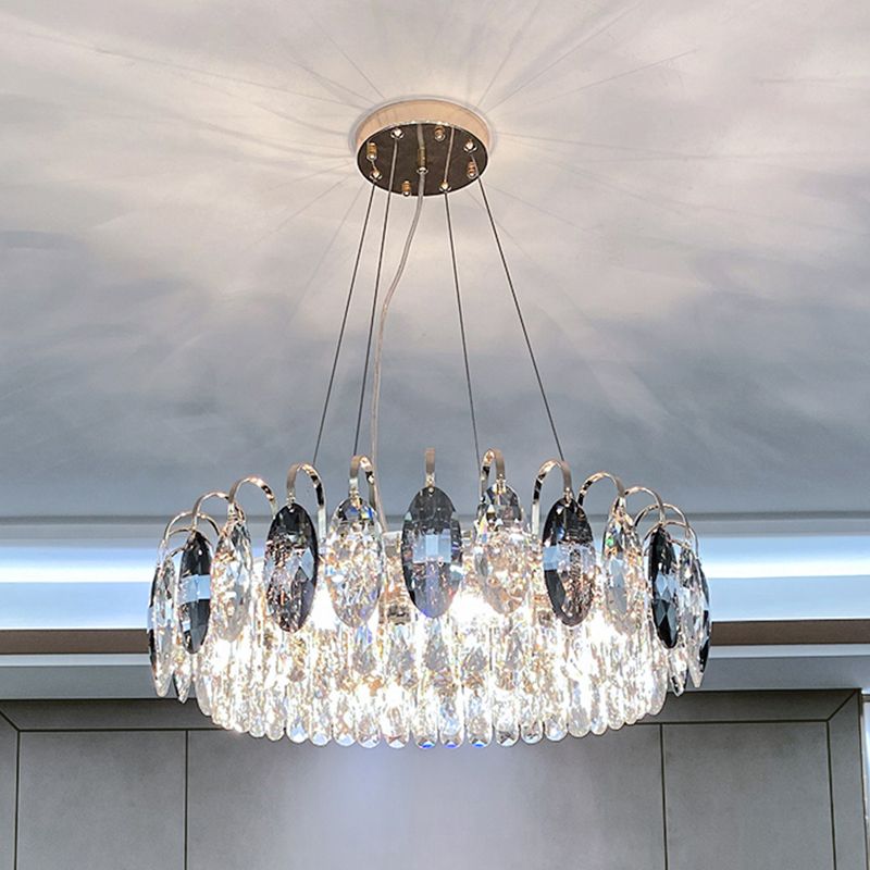 Luces de araña circular moderna accesorios de iluminación de araña de cristal para sala de estar