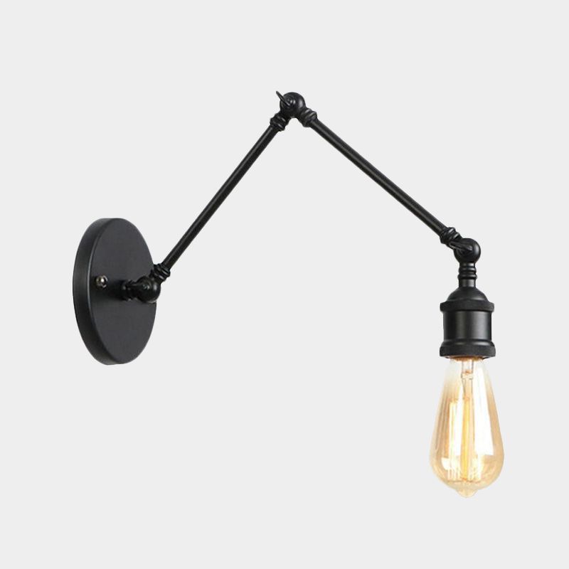 Éclairage d'applications industrielles à bulbe ouvert avec le bras swing 1 lampe murale métallique légère en laiton / noir pour le salon