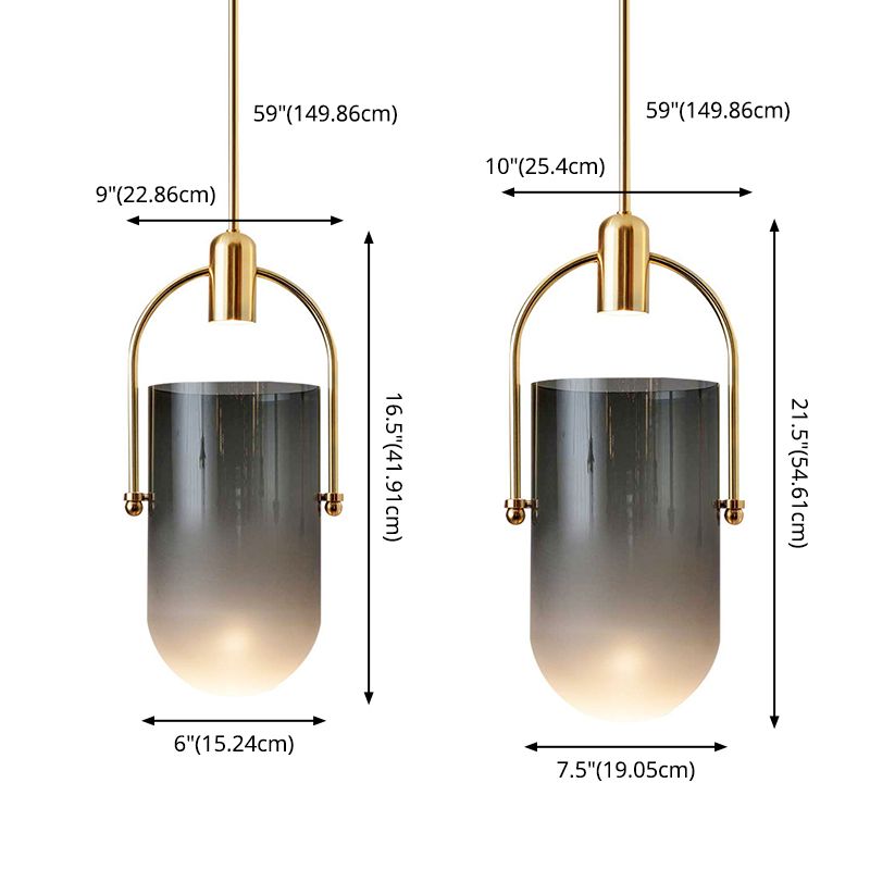 Golden moderne stijl glas hangend licht met enkele lamp mini slaapkamer verlichtingsarmatuur