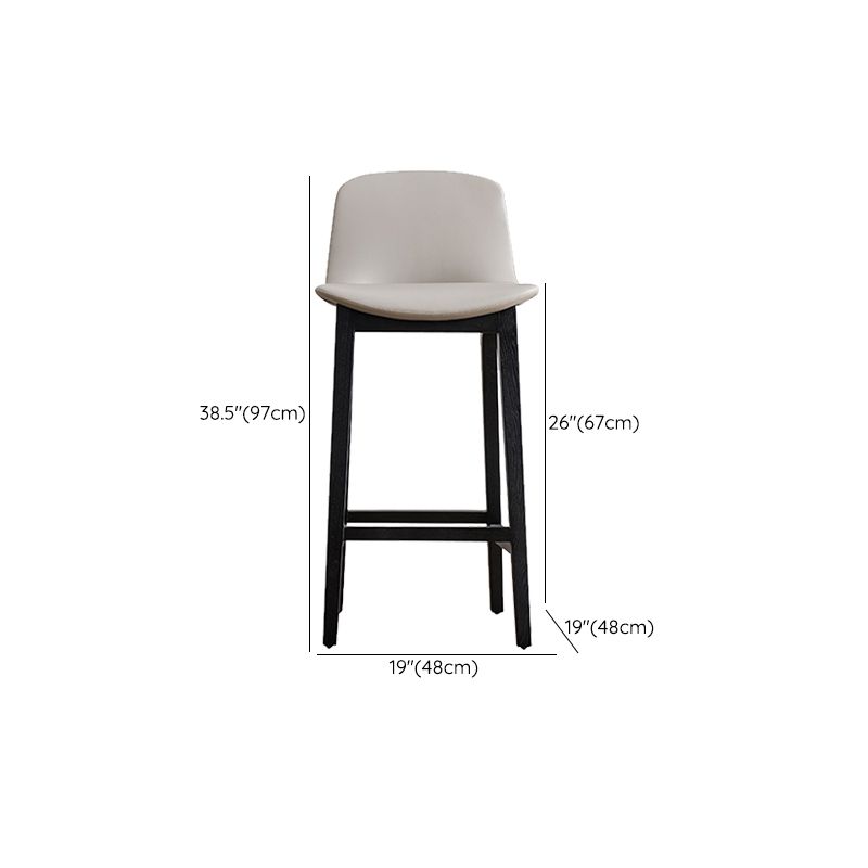 Faux Leather Stool Black Base Patio Bar and Counter Stool with Backrest