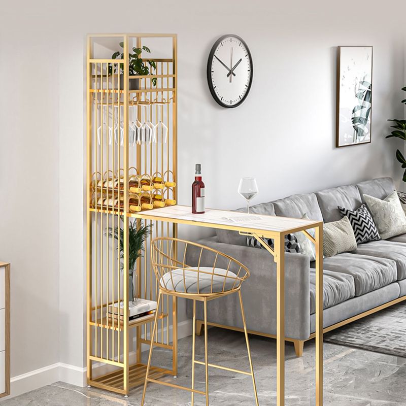 Glam Folding Bar Table Set 1/2 Pcs Bar Table and Bar Stools with Metal Frame