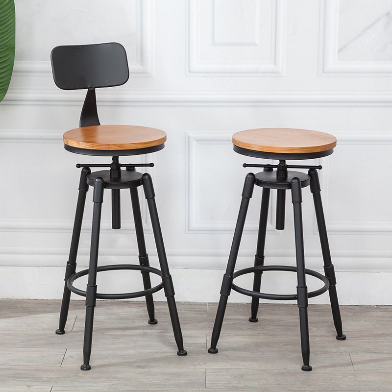 Modern Style Round Seat Barstool Wood Counter Bar Stool with Wood Legs