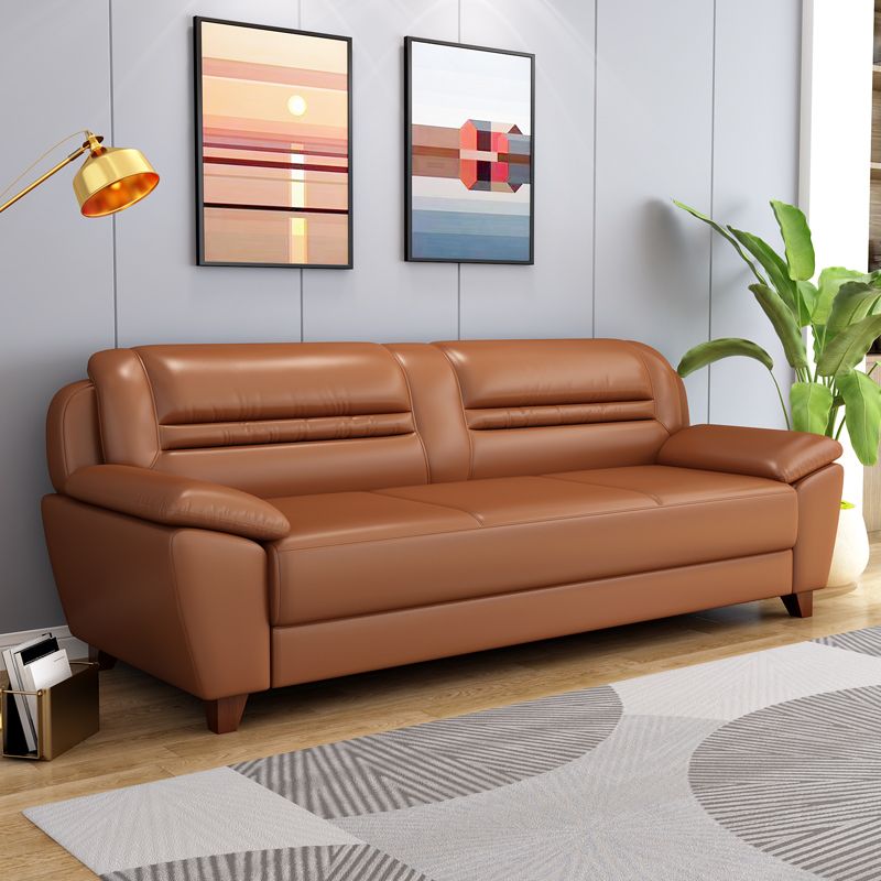 Modern Leather Match Pillow Top Arm Sewn Pillow Back Sofa for Living Room