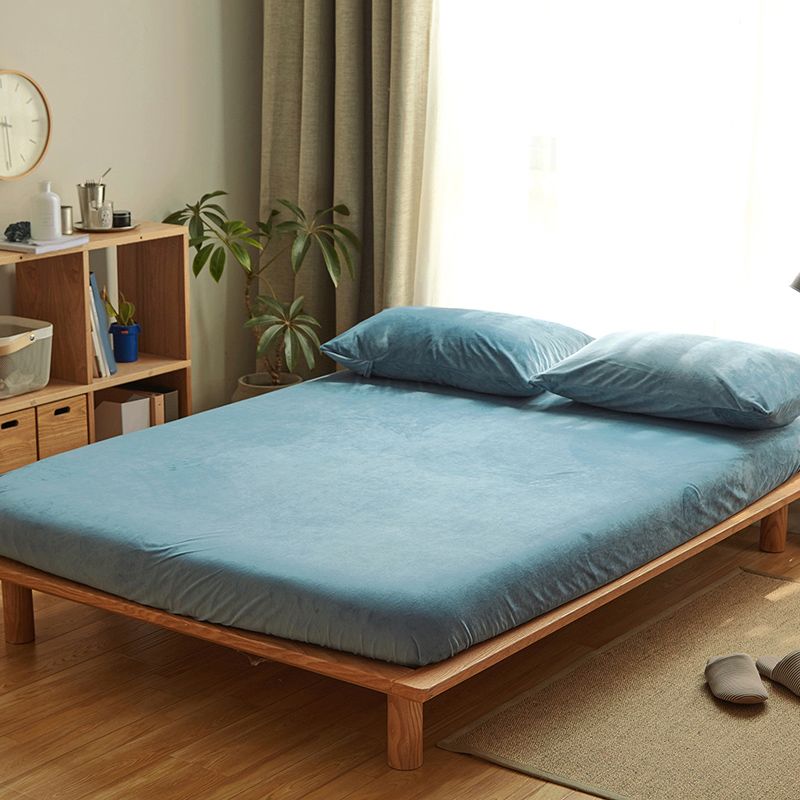 Fade Resistant Bed Sheet Solid Color Non-Pilling Polyester Fitted Sheet