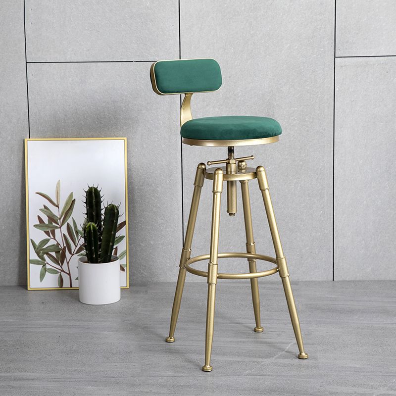 Glam Style Upholstered Bar Stools for Home Armless Stools with Metal Base