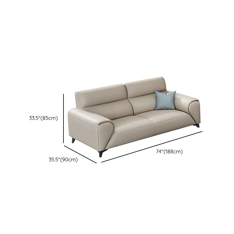 Contemporary Faux Leather Stationary Living Room Recessed Arm Sofa Chaise