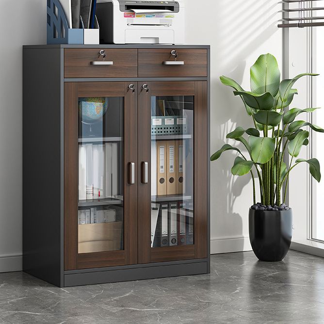 Contemporary Bookcase Closed Back Engineered Wood Book Shelf with Drawer Storage