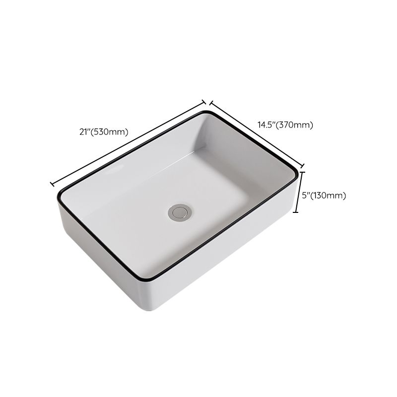 Contemporary Bathroom Sink Porcelain Oval-Shape Vessel Bathroom Sink with Pop-Up Drain