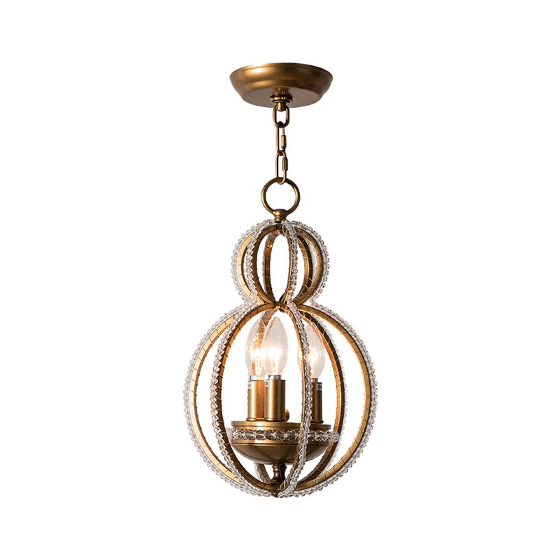 Eingeklagte Kristallbronze hängende Anhänger Light Globe 3 Glühbirnen Moderne Hanging Kronleuchter