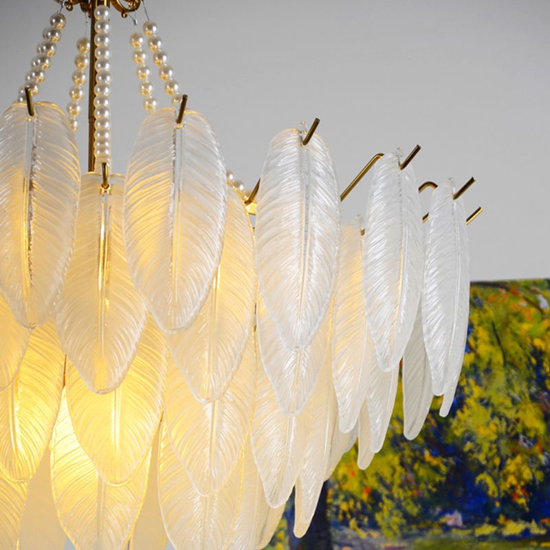 Gold Metal Chandelier Light Fixtures American Style Multi-Head Suspension Lamps for Living Room