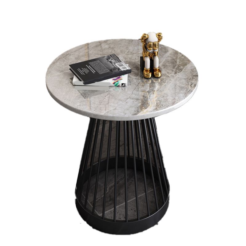 Modern Frame Side Table Slate Round Sofa End Table for Living Room