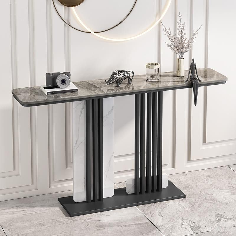 Scratch Resistant Rectangle Table 11.81" W x 31.49" H Stone Table for Hall