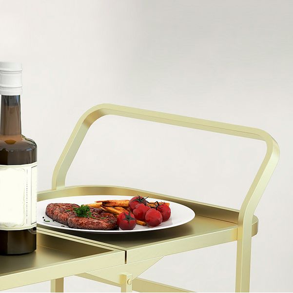 Contemporary 35.43"H Folding Prep Table Rectangular Metal Prep Table for Dining Room