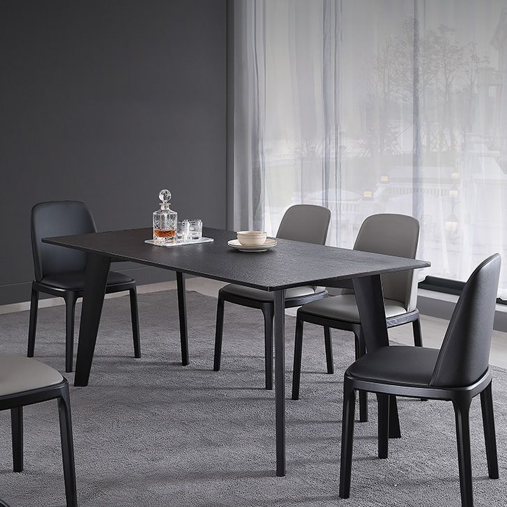 Rectangle 4 Legs Industrial Table Black Fixed Table of Sintered Stone