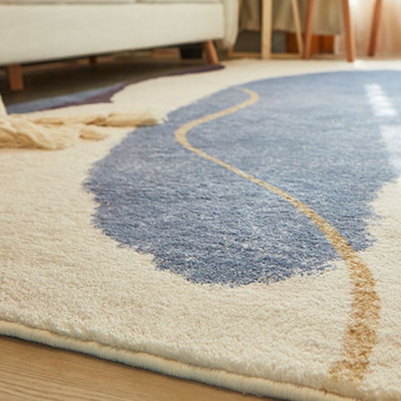 Tono bianco semplice area tappeto poliestere in poliestere astratto tappeto a blocchi di tappeto lavabile per decorazione per la casa