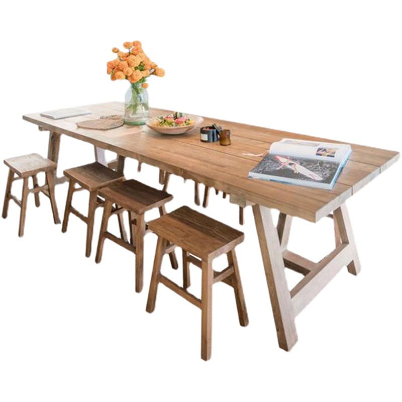 Contemporary Dining Table Rectangle Solid Wood Dinner Table without Chair