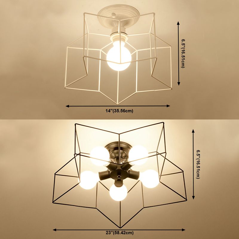 Plafonnier industriel rétro semi - encastré en fer forgé étoile pour espaces intérieurs