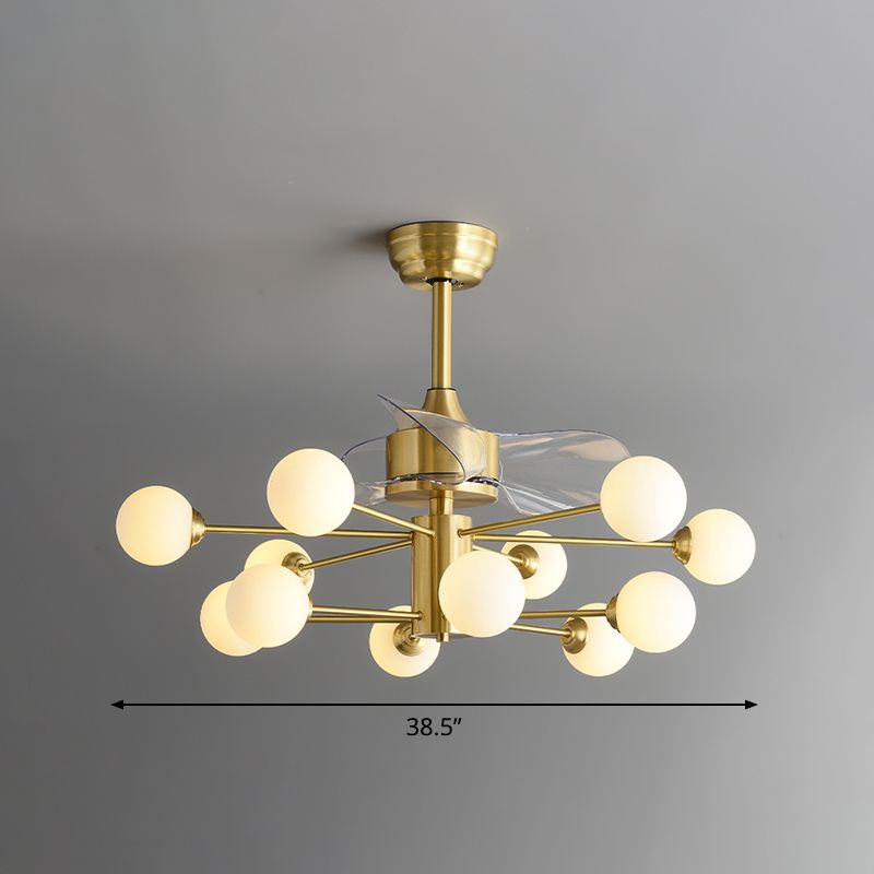 Brass Sputnik 3 Blades Anhänger Lüfter Lampe Mitte des Jahrhunderts 12-Licht 38,5 "breit