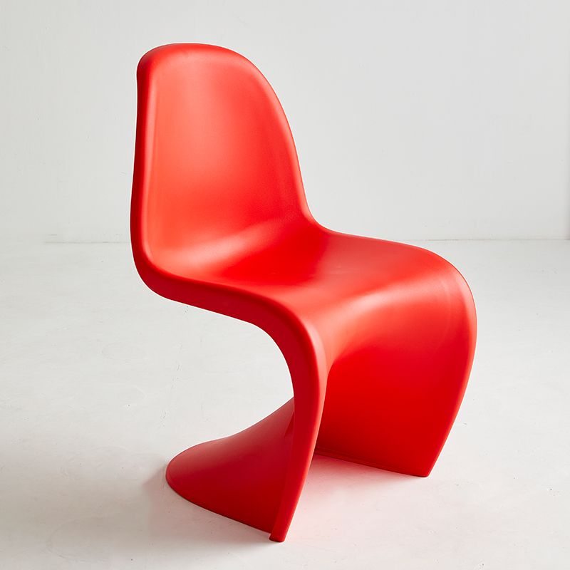 Contemporary Style Plastic Dining Armless Chair Stacking Solid Back Dining Chair