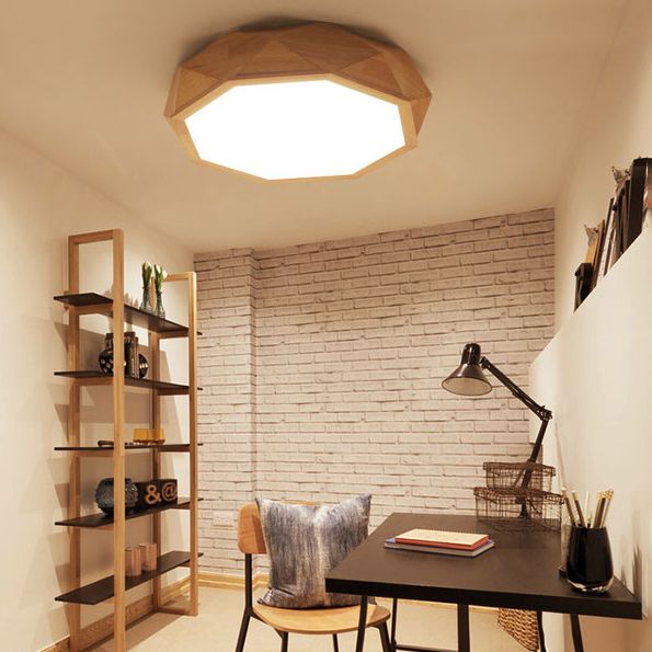 Holz Geometrische LED Deckenleuchte In Moderner Einfachheit Acryl Indoor Flush Mount in Log-Farbe