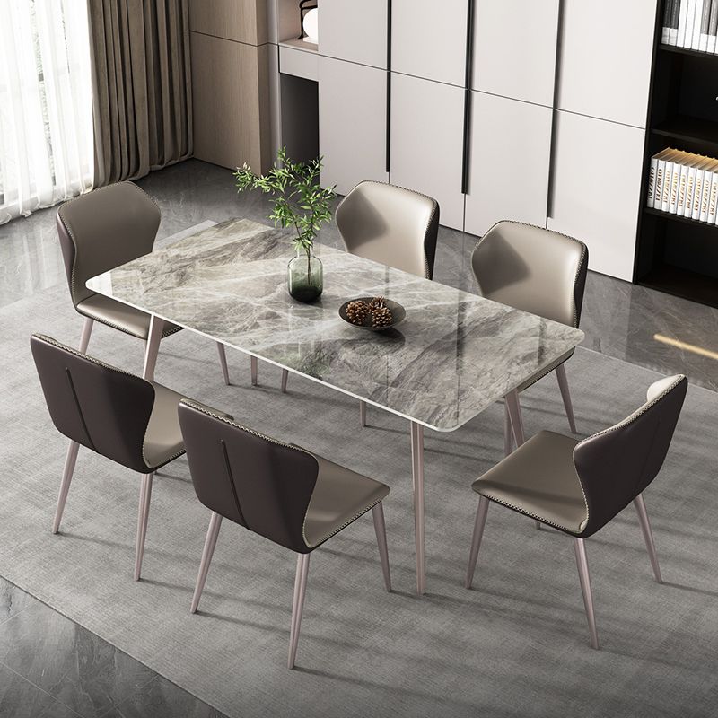 Rectangle Dining Table Modern 4 Legs Fixed Table of Sintered Stone