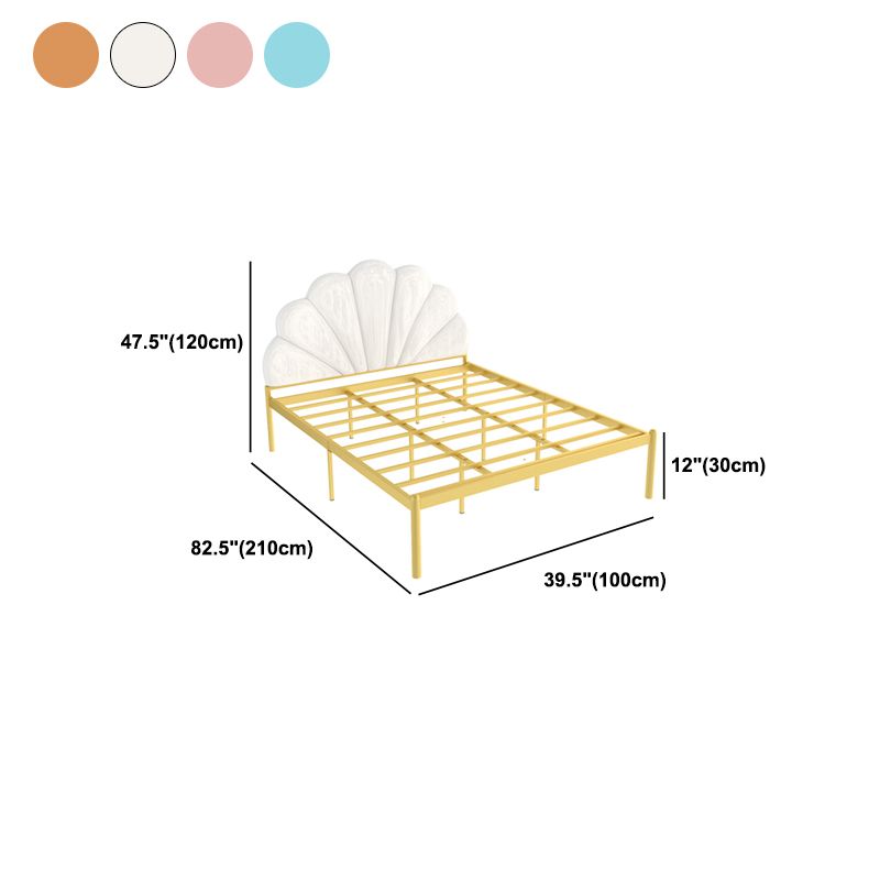 shell Suede Upholstered Headboard ,47 inch High Metal Panel Bed