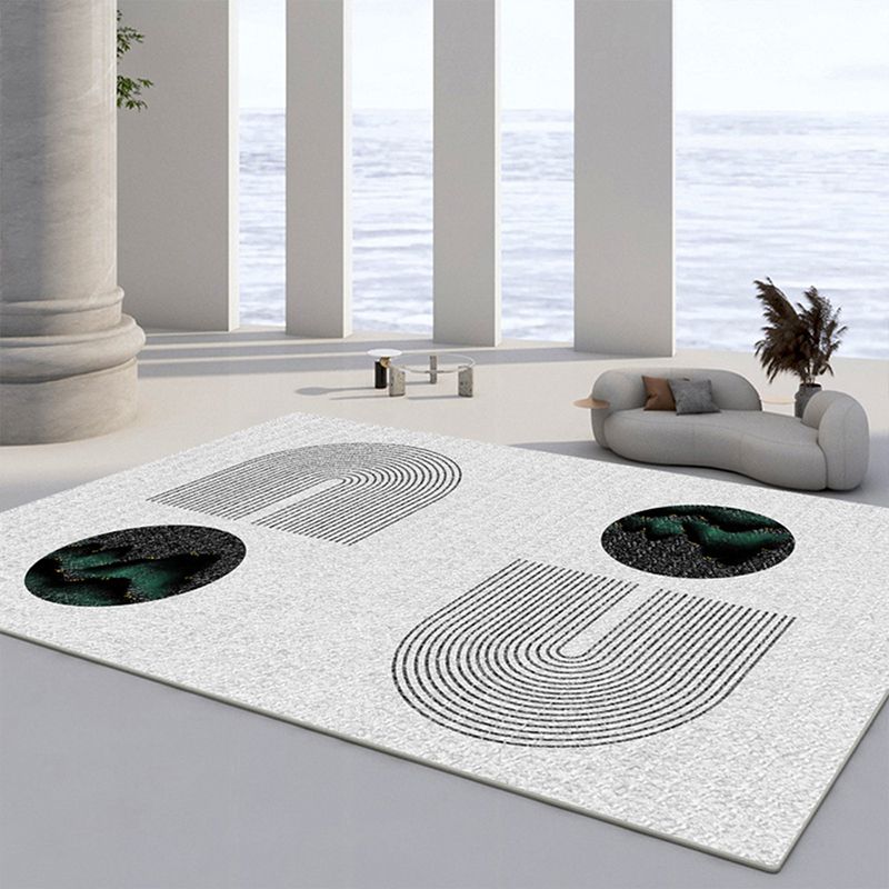 Contemporary Area Rug Contrast Panel Washable Carpet Polyester Stain Resistant Rug for Living Room