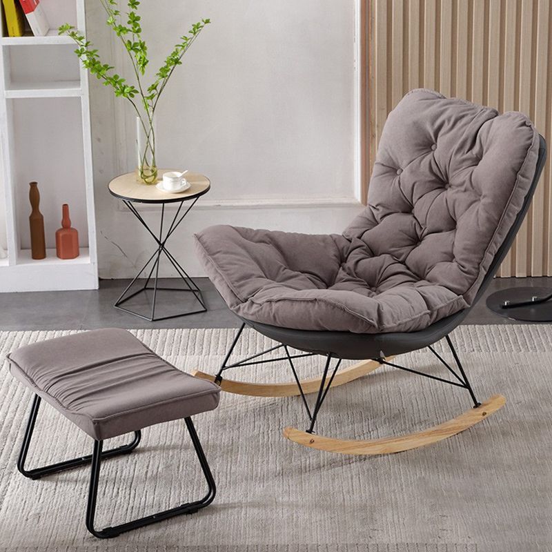 Contemporary Rocking Chair Upholstered Tufted Cushions with Light Legs Glider