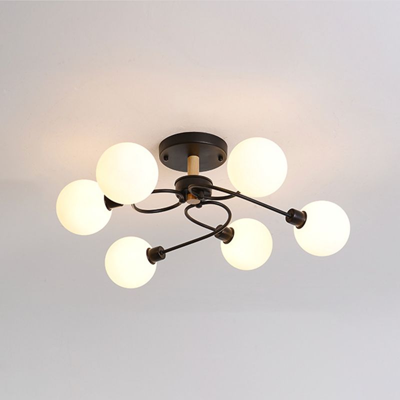 Multi Light Spherical Ceiling Lamp Modern Style Glass Ceiling Lighting for Living Room