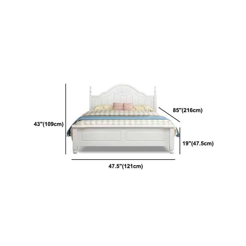 84.65 inch Wide Victorian Bed Frame Pine Wood Bed with Headboard
