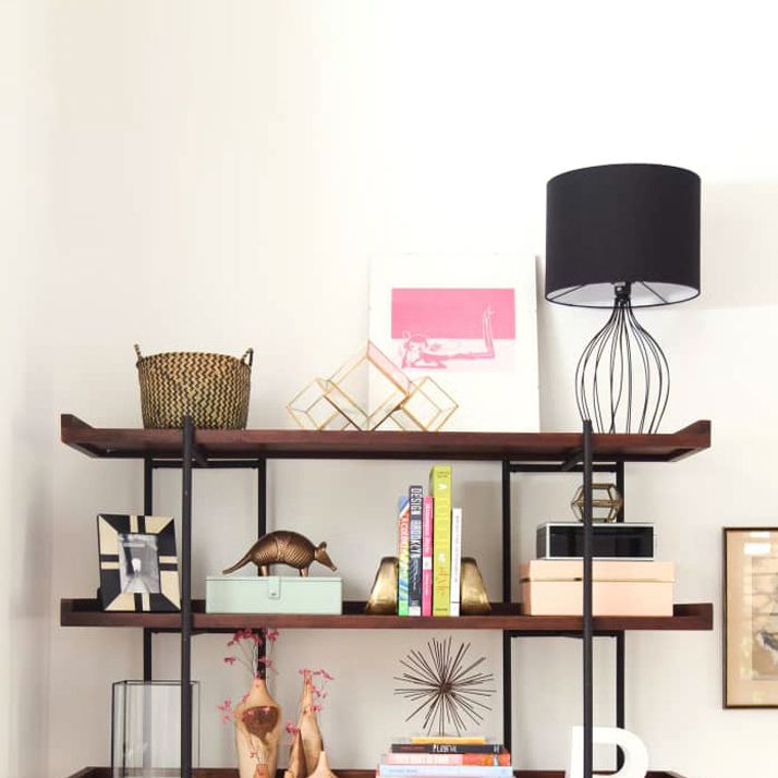 Modern Solid Wood Bookshelf Brown Etagere Open Shelf Vertical Bookcase