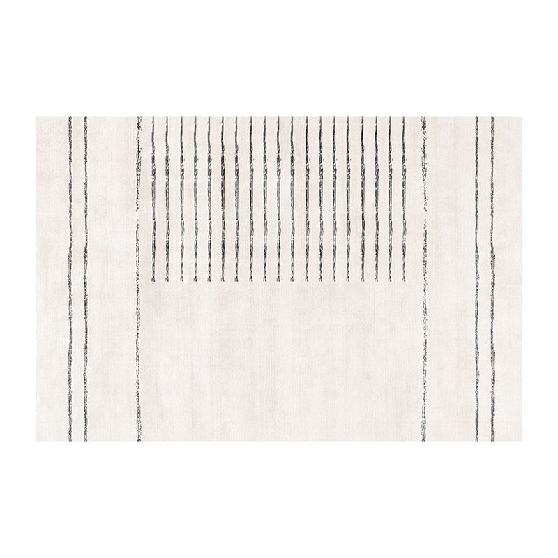 Light Grey Casual Rug Polyester Striped Indoor Rug Washable Rug for Home Decor
