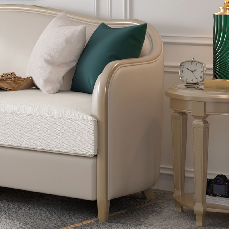 Linen Sectional Sofa Tropical Beige Sloped Arms Sofa for Living Room