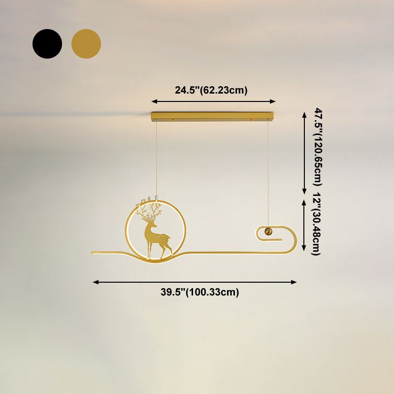 Candelier de la isla de ciervo moderno Candelera de 2 cabezas de restaurantes de iluminación colgante de iluminación