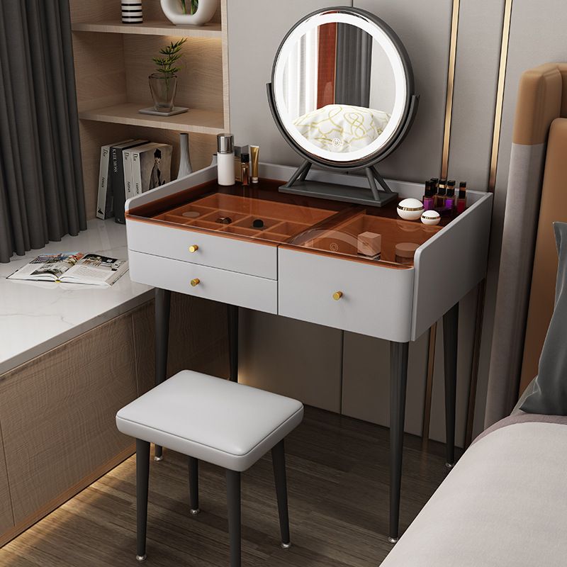 Contemporary Vanity Tables with Drawers, Glass Top Vanity Dressing Table