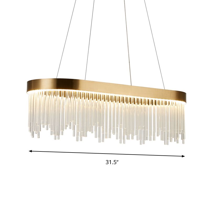 Lampada del lampadario tubolare Crystal moderno 23,5 "/31,5"/39 "Luce a sospensione in ottone LED larga in ottone in luce calda/bianca