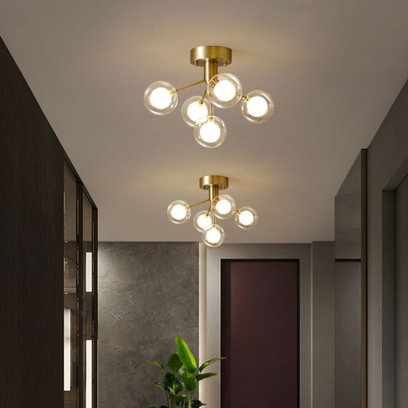 Modo inbouwplafondlamp Modern helder en matglas 5-lichts semi-inbouwlamp voor gang