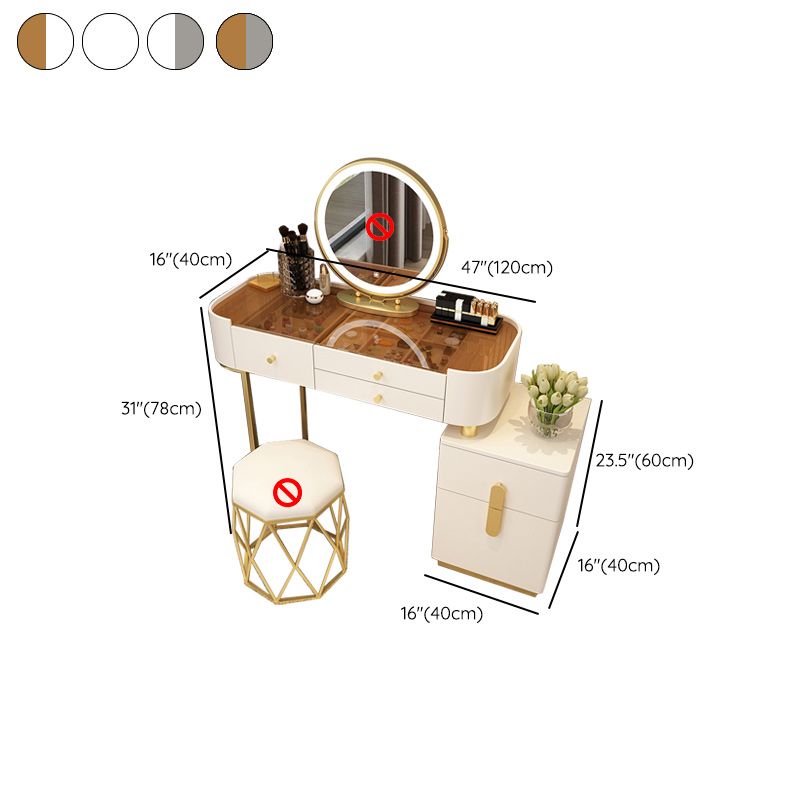 Glam Glass Vanity Dressing Table Bedroom Mirror Makeup Vanity Desk with Drawer
