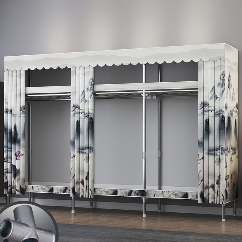 Modern Style Metal Wardrobe Bedroom Wardrobe Closet with Shelves