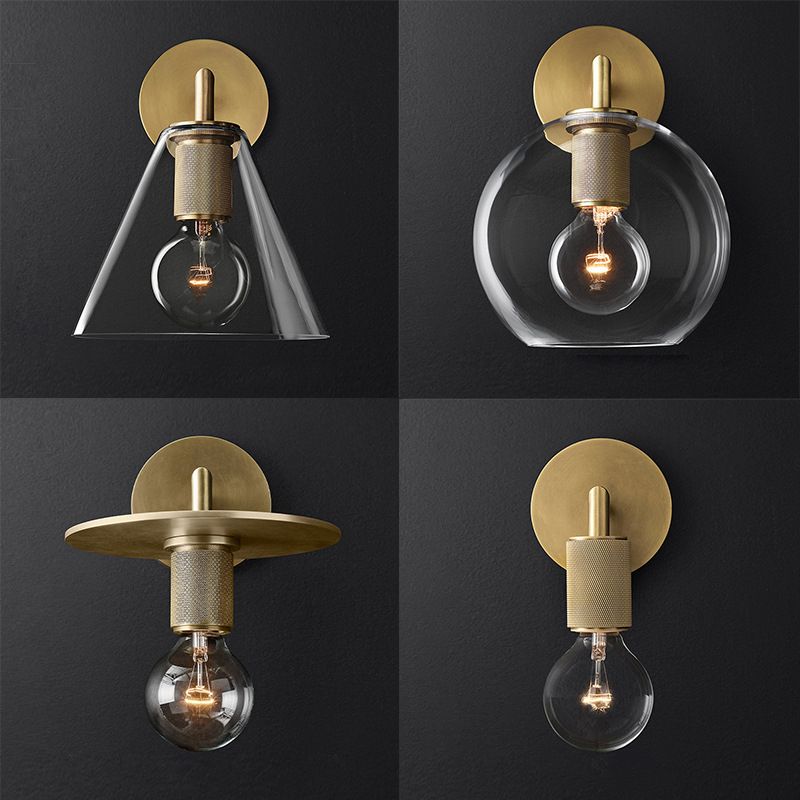 Retro Minimalist Style Cone Sconce Light Fixture Glass Sconces for Bedroom