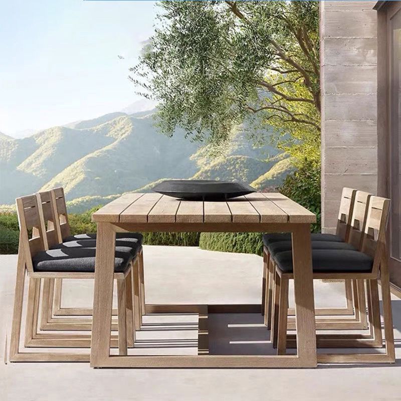 Solid Wood Patio Dining Chair in Brown Modern Upholstered Chairs