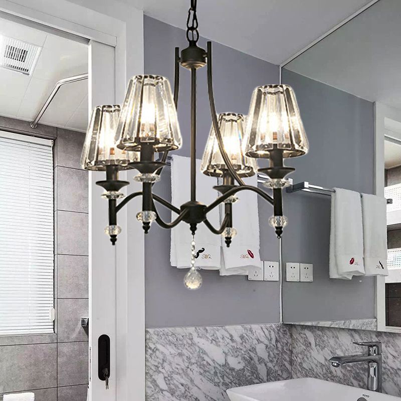 Accesorio de iluminación de lámpara de lámpara cónica 4/6/8 luces kit de luz colgante negra con cadena ajustable