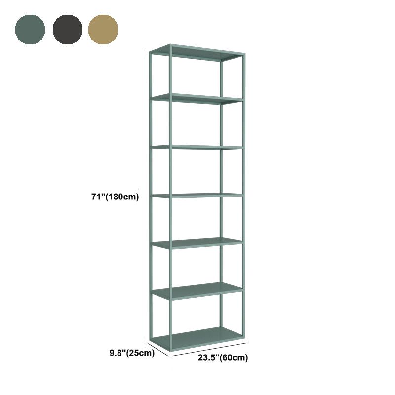 9.8" W Modern Open Storage Bookcase Metal Bookshelf with Shelves