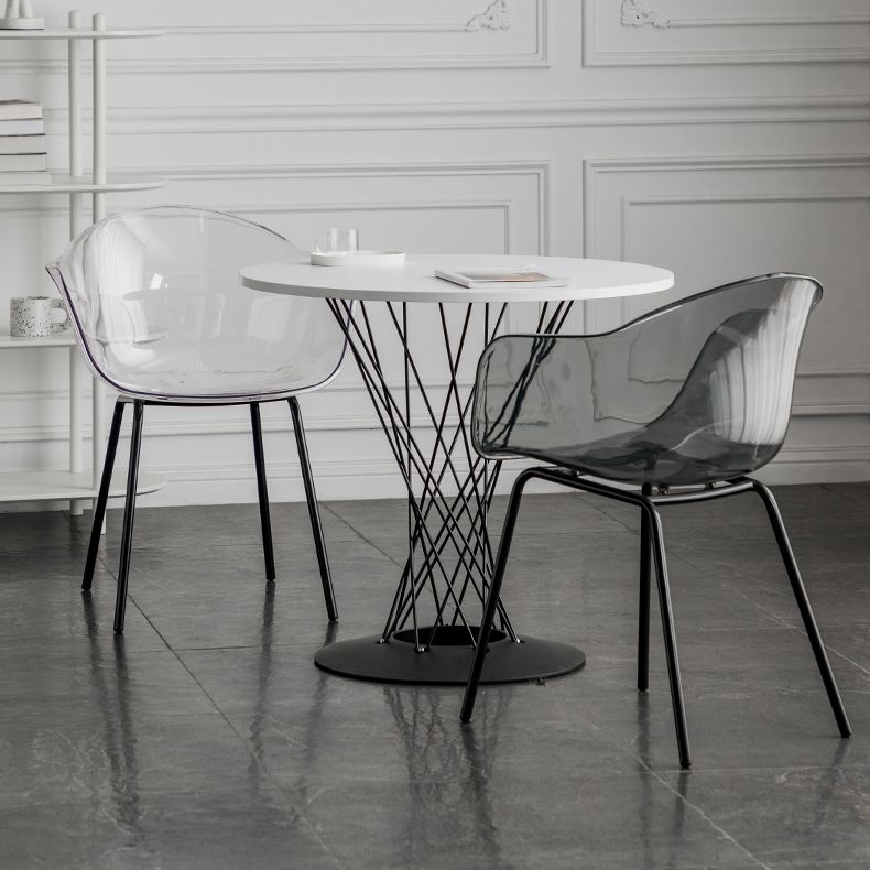 Contemporary Style Dining Chairs Arm Side Chair with Metal Legs for Kitchen