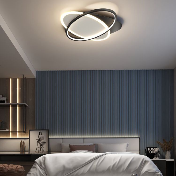 Plafonnier LED ovale minimaliste moderne en fer forgé avec abat-jour en acrylique