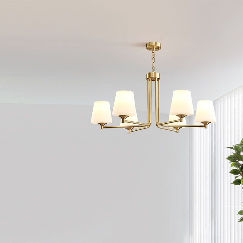 Moderne stijl conische plafondophanging verlichting multi -lichten melkglas plafond kroonluchter